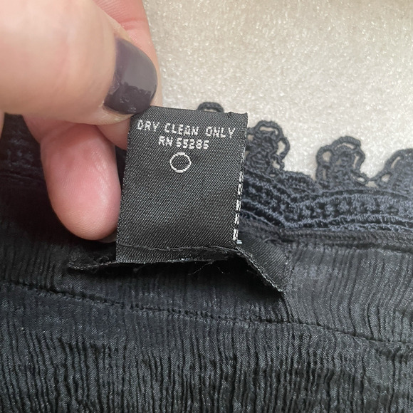 Vintage Y2K Express Shirt Junior 7/8 Black Silk Babydoll Ribbon‎ Lace Whimsigoth - Picture 6 of 11